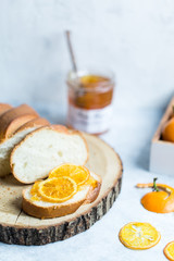 breakfast white bread with dried oranges