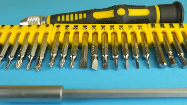 Tool set, set of removable bits for the screwdrivers, slider.