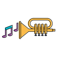 trumpet with music notes vector illustration design