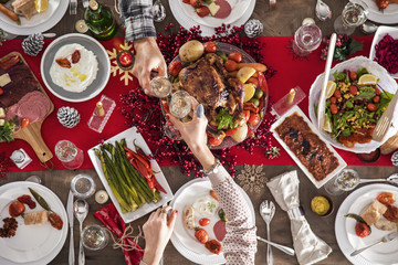 Couple celebrating christmas or new near