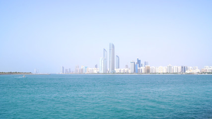 ABU DHABI, UNITED ARAB EMIRATES - APRIL 4th, 2014: Skyline view from the Marina Mall