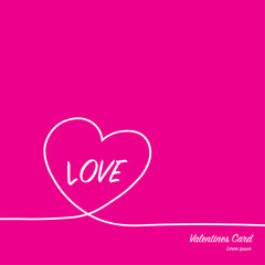 Valentines card with line heart and love. Vector illustration.