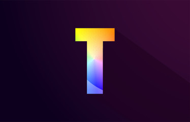t letter rainbow colored alphabet logo icon design