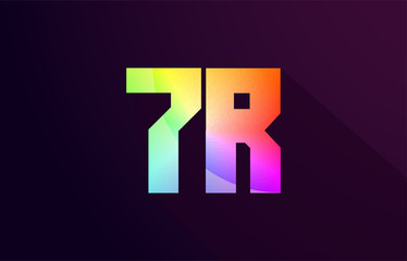 7r 7 r letter combination rainbow colored alphabet logo icon design