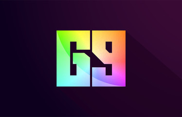 g9 g 9 letter combination rainbow colored alphabet logo icon design