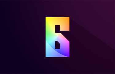 6  six number rainbow colored logo icon design