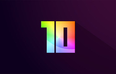 10 ten number rainbow colored logo icon design