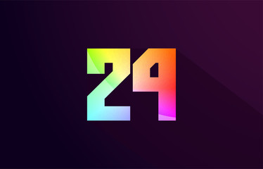 24 number rainbow colored logo icon design