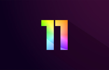 11 number rainbow colored logo icon design