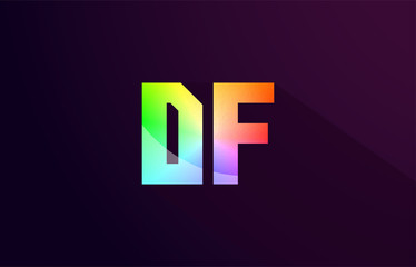 df d f letter combination rainbow colored alphabet logo icon design