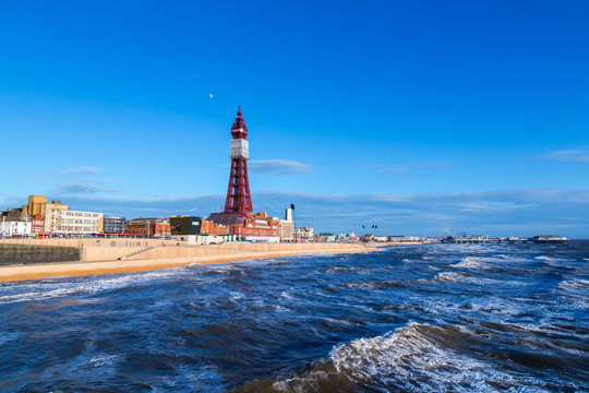 Blackpool Tower, from the North Pier, Lancashire, England, UK