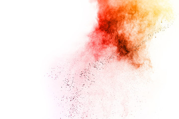 abstract multicolored powder splatted on white background,Freeze motion of color powder exploding.