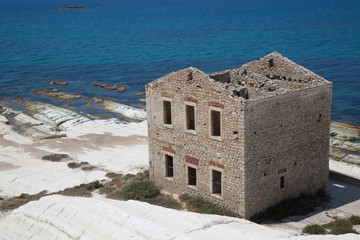 Old mediterranean stone house on sicily's south coast 