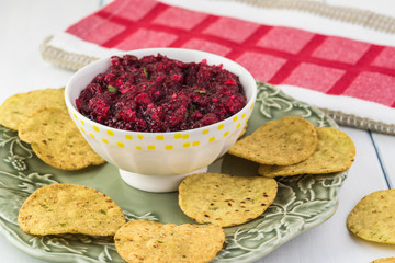 Homemade fresh cranberry salsa.