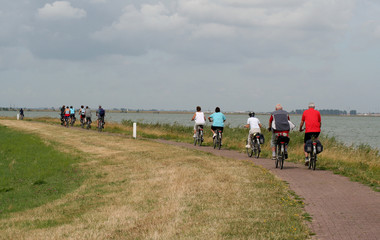 group of bikers on the island Marken