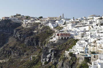 Fototapeta na wymiar View of the town of Fira in Santorini island, Greece
