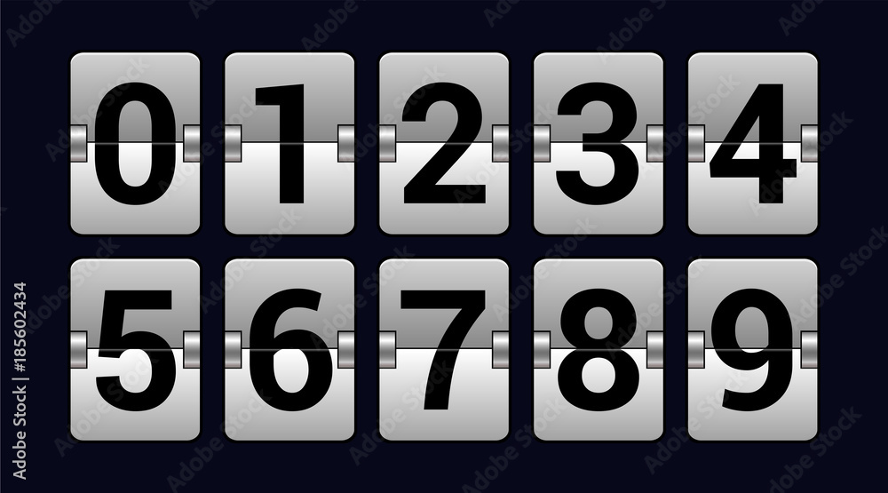 Poster set of numbers on a scoreboard - realistic vector isolated object