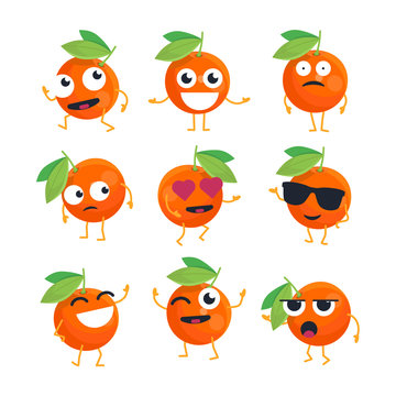 Oranges - vector isolated cartoon emoticons