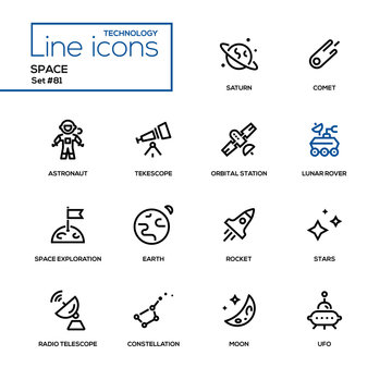 Space concept - line design icons set