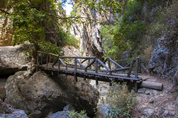 Wooden bridge at Patsos gorge