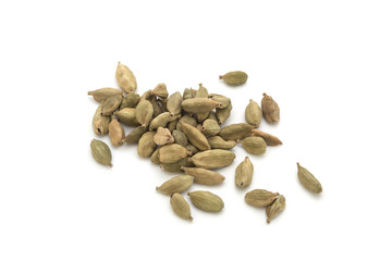 Cardamon pods spices isolated on white