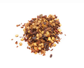 Red hot chili flakes, isolated on white