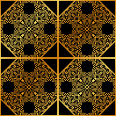 Abstract geometric golden seamless pattern. Vector illustration