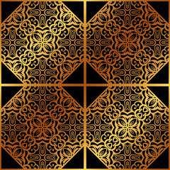 Abstract geometric golden seamless pattern. Vector illustration