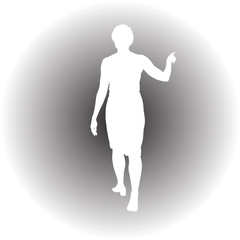 Black silhouette of a beautiful girl on a white background