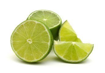 Fresh lime and slice, Isolated on white background