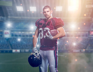 portrait of confident American football players