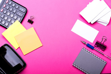 Business and office tools concept. Blocknote, yellow note papers