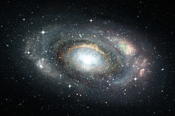 Fototapeta premium Space background with spiral galaxy and stars