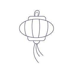 Korean Paper Lantern. Line art style illustration. East Asian Paper Lantern icon.