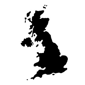 black silhouette country borders map of Great Britain on white background of vector illustration