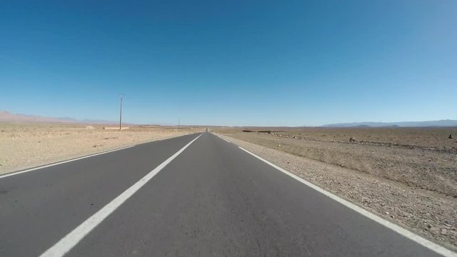 POV Driving through Morocco in abandoned desert  landscape – 4K