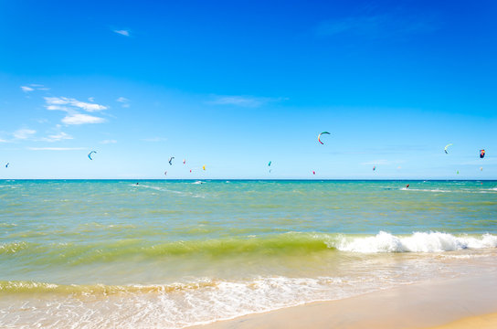 Many kite surfers enjoy their loved sport