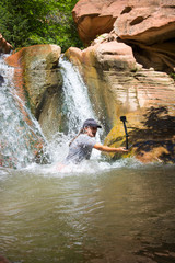 walking in the Kanarra creek Zion national park Utah this must have seen during your vacation in America mustsee