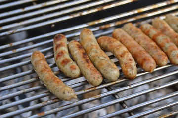 Bratwursts on the grill