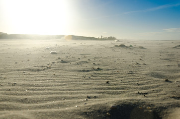Wavy sand on the beach due to winds