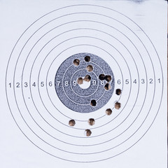 Sport shooting circle target accuracy bullet hole