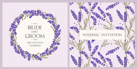 Wedding invitation with lavender
