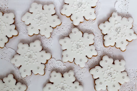 Christmas Background Gingerbread Snowflake Star Cookies Set Decorated With Icing On White Table Flat Lay Christmas And New Year Traditions Winter Holidays Homemade Sweets Festive Food Stock Photo Adobe Stock