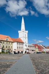 Square with town hall in the historic town Kadan in Northern Bohemia, Czech republic.