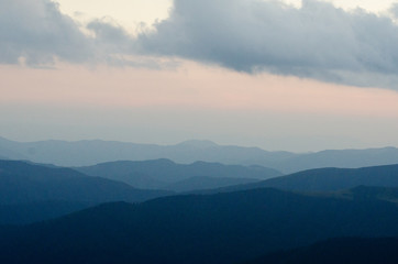 Photo of the mountains after sunset.