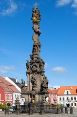 Fototapeta na wymiar Baroque column in the historic town Kadan in Northern Bohemia, Czech republic.