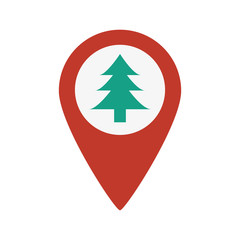 Obraz premium Marker location icon with Christmas tree