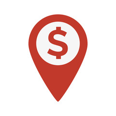 Dollar Map Marker vector icon.