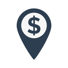 Dollar Map Marker vector icon.
