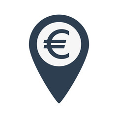 Marker location icon Euro sign